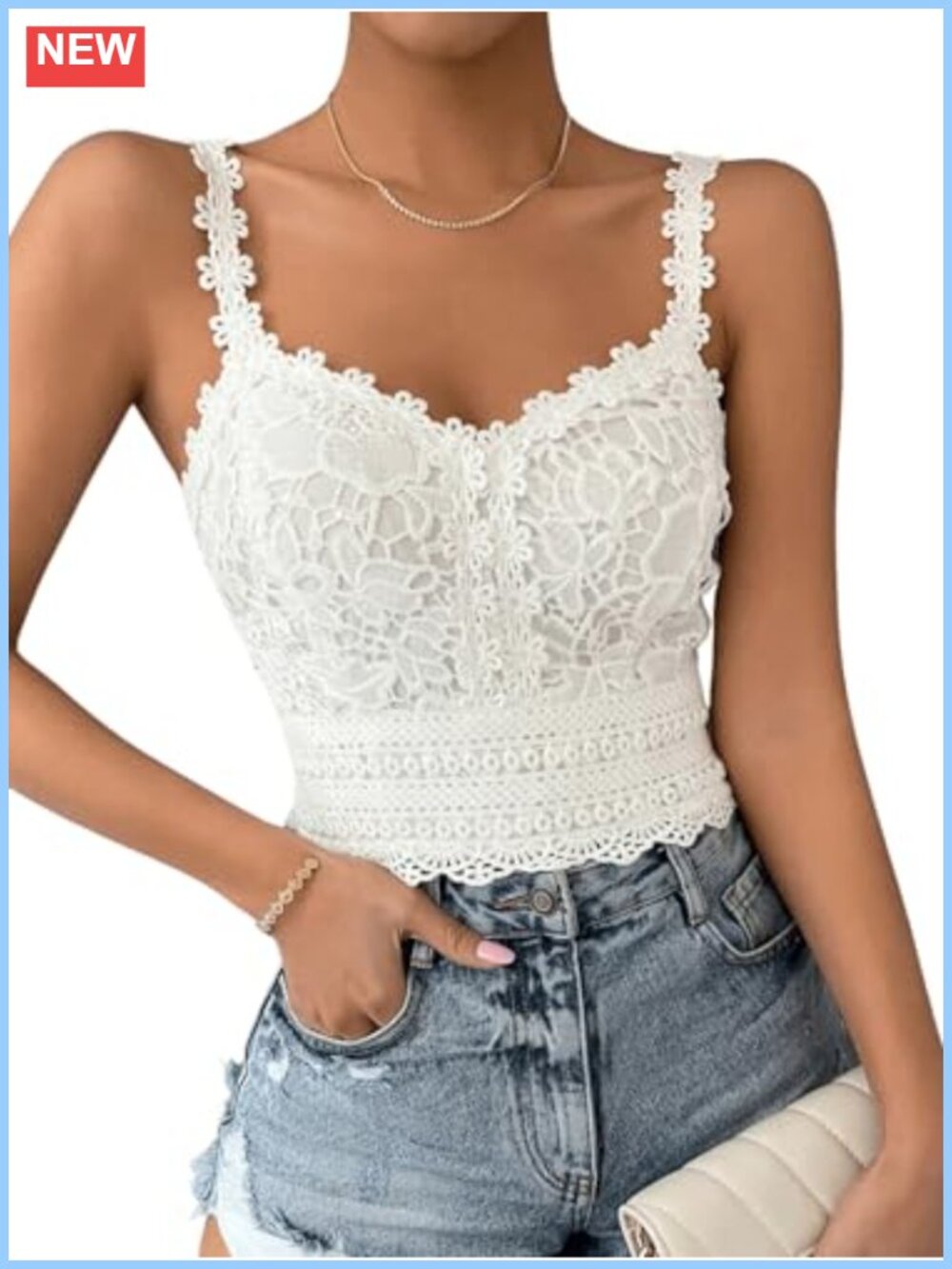 Women's Boho Lace Corset Top Crop Camisole Sleeveless Slim Fit